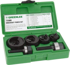 Greenlee - 11 Piece, 1/2 to 1-1/4" Punch Hole Diam, Manual Knockout Set - Round Punch, 10 Gage Mild Steel - Americas Industrial Supply