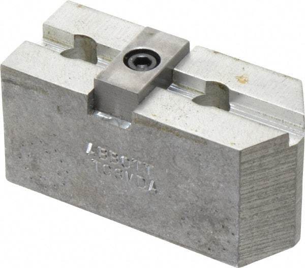 Abbott Workholding Products - 6" & Up Chuck Capacity, Tongue & Groove Attachment, Square Soft Lathe Chuck Jaw - 3 Jaws, Aluminum, 1-1/2" Btw Mount Hole Ctrs, 3" Long x 1-1/4" Wide x 1-1/2" High, 5/16" Groove, 3/8" Fastener - Americas Industrial Supply