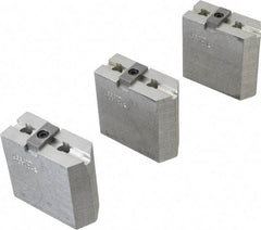 Abbott Workholding Products - 6" & Up Chuck Capacity, Tongue & Groove Attachment, Square Soft Lathe Chuck Jaw - 3 Jaws, Aluminum, 1-1/2" Btw Mount Hole Ctrs, 3" Long x 1-1/4" Wide x 3" High, 5/16" Groove, 3/8" Fastener - Americas Industrial Supply