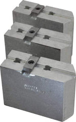 Abbott Workholding Products - 8" & Up Chuck Capacity, Tongue & Groove Attachment, Square Soft Lathe Chuck Jaw - 3 Jaws, Aluminum, 1-3/4" Btw Mount Hole Ctrs, 4" Long x 1-1/2" Wide x 3" High, 5/16" Groove, 3/8" Fastener - Americas Industrial Supply