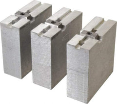 Abbott Workholding Products - 8" & Up Chuck Capacity, Tongue & Groove Attachment, Square Soft Lathe Chuck Jaw - 3 Jaws, Aluminum, 1-3/4" Btw Mount Hole Ctrs, 4" Long x 1-1/2" Wide x 4" High, 5/16" Groove, 3/8" Fastener - Americas Industrial Supply