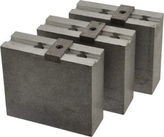 Abbott Workholding Products - 10" & Up Chuck Capacity, Tongue & Groove Attachment, Square Soft Lathe Chuck Jaw - 3 Jaws, Aluminum, 2-1/8" Btw Mount Hole Ctrs, 4-1/2" Long x 1-1/2" Wide x 4" High, 1/2" Groove, 1/2" Fastener - Americas Industrial Supply