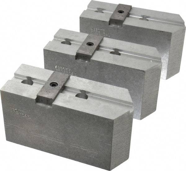 Abbott Workholding Products - 12" & Up Chuck Capacity, Tongue & Groove Attachment, Square Soft Lathe Chuck Jaw - 3 Jaws, Aluminum, 2-1/2" Btw Mount Hole Ctrs, 5-1/2" Long x 2" Wide x 3" High, 1/2" Groove, 1/2" Fastener - Americas Industrial Supply