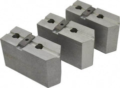 Abbott Workholding Products - 15 to 18" Chuck Capacity, Tongue & Groove Attachment, Square Soft Lathe Chuck Jaw - 3 Jaws, Aluminum, 3" Btw Mount Hole Ctrs, 6-1/2" Long x 2-1/2" Wide x 4" High, 1/2" Groove, 3/4" Fastener - Americas Industrial Supply