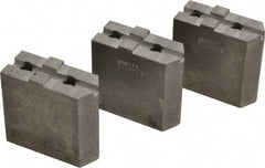 Abbott Workholding Products - 6" & Up Chuck Capacity, Tongue & Groove Attachment, Square Soft Lathe Chuck Jaw - 3 Jaws, Steel, 1-1/2" Btw Mount Hole Ctrs, 3" Long x 1-1/4" Wide x 3" High, 5/16" Groove, 3/8" Fastener - Americas Industrial Supply