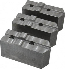 Abbott Workholding Products - 8" & Up Chuck Capacity, Tongue & Groove Attachment, Square Soft Lathe Chuck Jaw - 3 Jaws, Steel, 1-3/4" Btw Mount Hole Ctrs, 4" Long x 1-1/2" Wide x 2" High, 5/16" Groove, 1/2" Fastener - Americas Industrial Supply