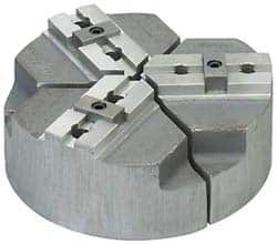 Abbott Workholding Products - 18" & Up Chuck Capacity, Tongue & Groove Attachment, Round Soft Lathe Chuck Jaw - 3 Jaws, Cast Aluminum, 3" Btw Mount Hole Ctrs, 32" Wide x 4" High, 1/2" Groove, 5/8" Fastener - Americas Industrial Supply