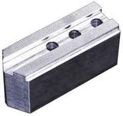 Abbott Workholding Products - 15" & Up Chuck Capacity, 1/16" x 90 Serrated Attachment, Square Soft Lathe Chuck Jaw - 3 Jaws, Steel, 1-9/16" Btw Mount Hole Ctrs, 6-1/2" Long x 2-1/2" Wide x 5" High, 0.827" Groove, 5/8" Fastener - Americas Industrial Supply