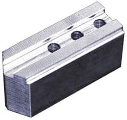 Abbott Workholding Products - 15" & Up Chuck Capacity, 1/16" x 90 Serrated Attachment, Square Soft Lathe Chuck Jaw - 3 Jaws, Steel, 1-9/16" Btw Mount Hole Ctrs, 6-1/2" Long x 2-1/2" Wide x 4" High, 0.827" Groove, 5/8" Fastener - Americas Industrial Supply