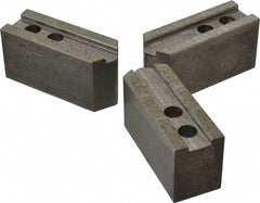 Abbott Workholding Products - 8" & Up Chuck Capacity, 1/16" x 90 Serrated Attachment, Square Soft Lathe Chuck Jaw - 3 Jaws, Steel, 29/32" Btw Mount Hole Ctrs, 4" Long x 1-1/2" Wide x 2" High, 0.669" Groove, 0.4724" & 12mm Fastener - Americas Industrial Supply