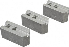 Abbott Workholding Products - 6" & Up Chuck Capacity, 1.5mm x 60° Serrated Attachment, Square Soft Lathe Chuck Jaw - 3 Jaws, Aluminum, 0.7874" Btw Mount Hole Ctrs, 3" Long x 1-1/4" Wide x 1-1/2" High, 0.4724" Groove, 0.3937" & 10mm Fastener - Americas Industrial Supply