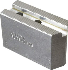 Abbott Workholding Products - 6" & Up Chuck Capacity, 1.5mm x 60° Serrated Attachment, Square Soft Lathe Chuck Jaw - 3 Jaws, Aluminum, 63/64" Btw Mount Hole Ctrs, 3" Long x 1-1/4" Wide x 2" High, 0.4331" Groove, 0.315" & 8mm Fastener - Americas Industrial Supply