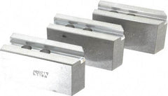 Abbott Workholding Products - 8" & Up Chuck Capacity, 1.5mm x 60° Serrated Attachment, Square Soft Lathe Chuck Jaw - 3 Jaws, Aluminum, 63/64" Btw Mount Hole Ctrs, 4" Long x 1-1/2" Wide x 2" High, 0.5512" Groove, 0.4724" & 12mm Fastener - Americas Industrial Supply