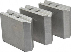 Abbott Workholding Products - 10" & Up Chuck Capacity, 1.5mm x 60° Serrated Attachment, Square Soft Lathe Chuck Jaw - 3 Jaws, Aluminum, 1.1811" Btw Mount Hole Ctrs, 4-1/2" Long x 1-1/2" Wide x 4" High, 0.6299" Groove, 0.4724" & 12mm Fastener - Americas Industrial Supply