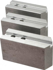 Abbott Workholding Products - 10" & Up Chuck Capacity, 1.5mm x 60° Serrated Attachment, Square Soft Lathe Chuck Jaw - 3 Jaws, Aluminum, 1.1811" Btw Mount Hole Ctrs, 5-1/2" Long x 2" Wide x 3" High, 0.6299" Groove, 0.4724" & 12mm Fastener - Americas Industrial Supply
