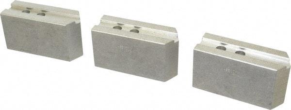 Abbott Workholding Products - 12" & Up Chuck Capacity, 1.5mm x 60° Serrated Attachment, Square Soft Lathe Chuck Jaw - 3 Jaws, Aluminum, 1.1811" Btw Mount Hole Ctrs, 5-1/2" Long x 2" Wide x 3" High, 0.7087" Groove, 0.5512" & 14mm Fastener - Americas Industrial Supply