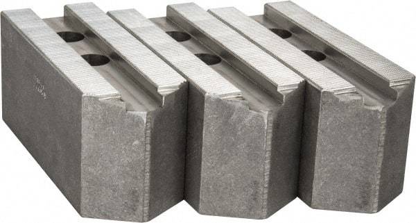 Abbott Workholding Products - 15 to 18" Chuck Capacity, 1.5mm x 60° Serrated Attachment, Square Soft Lathe Chuck Jaw - 3 Jaws, Aluminum, 1.6929" Btw Mount Hole Ctrs, 6-1/2" Long x 2-1/2" Wide x 3" High, 0.8661" Groove, 0.7874" & 20mm Fastener - Americas Industrial Supply