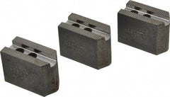 Abbott Workholding Products - 4" & Up Chuck Capacity, 1.5mm x 60° Serrated Attachment, Square Soft Lathe Chuck Jaw - 3 Jaws, Steel, 0.5512" Btw Mount Hole Ctrs, 2" Long x 1" Wide x 1-1/2" High, 0.3937" Groove, 0.315" & 8mm Fastener - Americas Industrial Supply