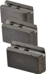 Abbott Workholding Products - 5" & Up Chuck Capacity, 1.5mm x 60° Serrated Attachment, Square Soft Lathe Chuck Jaw - 3 Jaws, Steel, 0.7087" Btw Mount Hole Ctrs, 2-1/2" Long x 1" Wide x 1-1/2" High, 0.3937" Groove, 0.315" & 8mm Fastener - Americas Industrial Supply