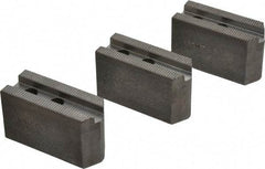 Abbott Workholding Products - 5" & Up Chuck Capacity, 1.5mm x 60° Serrated Attachment, Square Soft Lathe Chuck Jaw - 3 Jaws, Steel, 3/4" Btw Mount Hole Ctrs, 2-1/2" Long x 1" Wide x 1-1/2" High, 0.3937" Groove, 0.315" & 8mm Fastener - Americas Industrial Supply