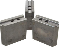 Abbott Workholding Products - 8" & Up Chuck Capacity, 1.5mm x 60° Serrated Attachment, Square Soft Lathe Chuck Jaw - 3 Jaws, Steel, 63/64" Btw Mount Hole Ctrs, 4" Long x 1-1/2" Wide x 4" High, 0.5512" Groove, 0.4724" & 12mm Fastener - Americas Industrial Supply