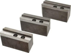 Abbott Workholding Products - 8" & Up Chuck Capacity, 1.5mm x 60° Serrated Attachment, Square Soft Lathe Chuck Jaw - 3 Jaws, Steel, 63/64" Btw Mount Hole Ctrs, 4" Long x 1-1/2" Wide x 2" High, 0.6299" Groove, 0.4724" & 12mm Fastener - Americas Industrial Supply