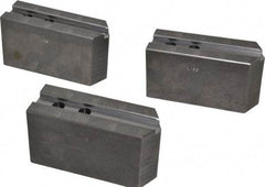 Abbott Workholding Products - 10" & Up Chuck Capacity, 1.5mm x 60° Serrated Attachment, Square Soft Lathe Chuck Jaw - 3 Jaws, Steel, 1.1811" Btw Mount Hole Ctrs, 5-1/2" Long x 2" Wide x 3" High, 0.6299" Groove, 0.4724" & 12mm Fastener - Americas Industrial Supply