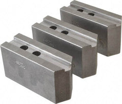 Abbott Workholding Products - 12" & Up Chuck Capacity, 1.5mm x 60° Serrated Attachment, Square Soft Lathe Chuck Jaw - 3 Jaws, Steel, 1.1811" Btw Mount Hole Ctrs, 5-1/2" Long x 2" Wide x 3" High, 0.7087" Groove, 0.5512" & 14mm Fastener - Americas Industrial Supply