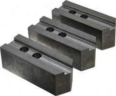 Abbott Workholding Products - 12" & Up Chuck Capacity, 1.5mm x 60° Serrated Attachment, Square Soft Lathe Chuck Jaw - 3 Jaws, Steel, 1.1811" Btw Mount Hole Ctrs, 5-1/2" Long x 2" Wide x 2" High, 0.8268" Groove, 0.6299" & 16mm Fastener - Americas Industrial Supply
