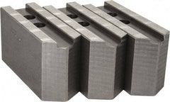 Abbott Workholding Products - 12" & Up Chuck Capacity, 1.5mm x 60° Serrated Attachment, Square Soft Lathe Chuck Jaw - 3 Jaws, Steel, 1.1811" Btw Mount Hole Ctrs, 5-1/2" Long x 2" Wide x 3" High, 0.8268" Groove, 0.6299" & 16mm Fastener - Americas Industrial Supply
