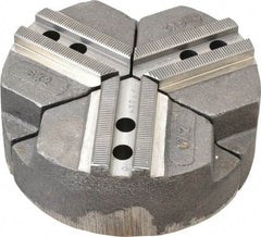 Abbott Workholding Products - 6" & Up Chuck Capacity, 1.5mm x 60° Serrated Attachment, Round Soft Lathe Chuck Jaw - 3 Jaws, Cast Iron, 0.7874" Btw Mount Hole Ctrs, 6" Wide x 2" High, 0.4724" Groove, 0.3937" & 10mm Fastener - Americas Industrial Supply