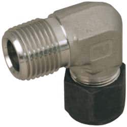 Parker - 3/4" OD, Stainless Steel Male Elbow - 1-1/16" Hex, Comp x MNPT Ends - Americas Industrial Supply