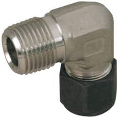 Parker - 1/4" OD, Stainless Steel Male Elbow - 7/8" Hex, Comp x MNPT Ends - Americas Industrial Supply