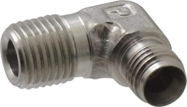 Parker - 1/4" OD, Stainless Steel Male Elbow - 9/16" Hex, Comp x MNPT Ends - Americas Industrial Supply