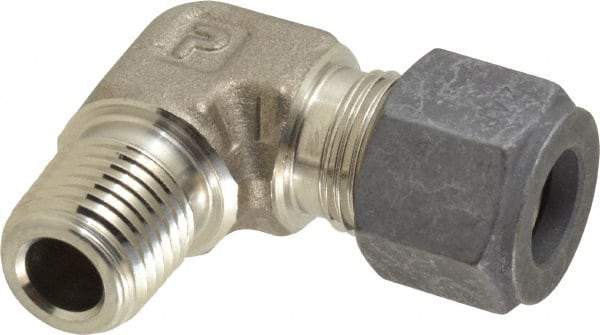 Parker - 3/8" OD, Stainless Steel Male Elbow - 5/8" Hex, Comp x MNPT Ends - Americas Industrial Supply