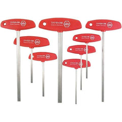 Wiha - 8 Piece, T-Handle Cushion Grip Hex Key Set - 2 to 10mm Range, - Americas Industrial Supply