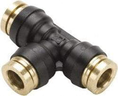 Parker - 3/8" Tube OD, Composite Push-to-Connect Tube Union Tee - Tube to Tube Connection, 250 Max psi, Buna-N O-Ring, -40 to 200°F Working Temp - Americas Industrial Supply