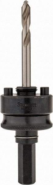 Starrett - 1-1/4 to 8-9/32" Tool Diam Compatibility, Straight Shank, Stainless Steel Integral Pilot Drill, Hole Cutting Tool Arbor - 1/2" Min Chuck, Hex Shank Cross Section, Threaded Shank Attachment, For SH, DH, CT & D Hole Saws - Americas Industrial Supply