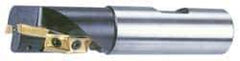 Cutting Tool Technologies - 1-1/4" Cut Diam, 1.77" Max Depth of Cut, 1-1/4" Shank Diam, 4-1/2" OAL, Indexable Square Shoulder Helical End Mill - APKT 1003... Inserts, Weldon Shank, 90° Lead Angle - Americas Industrial Supply