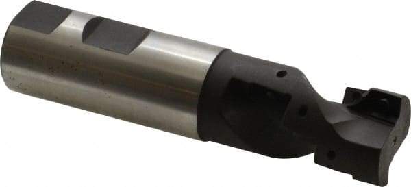 Cutting Tool Technologies - 1" Cut Diam, 1-1/2" Max Depth of Cut, 1" Shank Diam, 4-1/4" OAL, Indexable Square Shoulder Helical End Mill - APKT 1003... Inserts, Weldon Shank, 90° Lead Angle - Americas Industrial Supply
