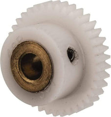 Made in USA - 48 Pitch, 0.792" Pitch Diam, 0.833" OD, 38 Tooth Spur Gear - 1/8" Face Width, 3/16" Bore Diam, 35/64" Hub Diam, 20° Pressure Angle, Acetal - Americas Industrial Supply