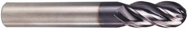 M.A. Ford - 16mm Diam, 32mm LOC, 4 Flute Solid Carbide Ball End Mill - ALtima Finish, Single End, 3-5/8" OAL, 16mm Shank Diam, Spiral Flute - Americas Industrial Supply