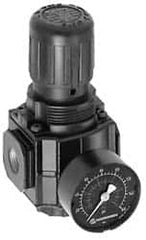 Norgren - 3/8 NPT, 300 Max Supply Pressure, Zinc Intermediate Regulator, Pressure Gauge Included - Americas Industrial Supply