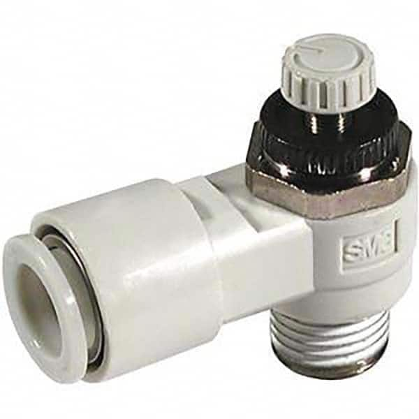 SMC PNEUMATICS - Speed & Flow Control Valves Valve Type: Flow Control Elbow Male Thread Size: R(PT) 1/8 - Americas Industrial Supply