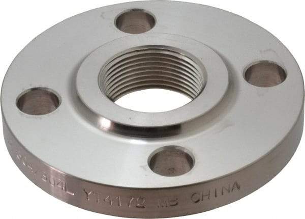 Merit Brass - 1-1/4" Pipe, 4-5/8" OD, Stainless Steel, Threaded Pipe Flange - 3-1/2" Across Bolt Hole Centers, 5/8" Bolt Hole, 150 psi, Grades 304 & 304L - Americas Industrial Supply