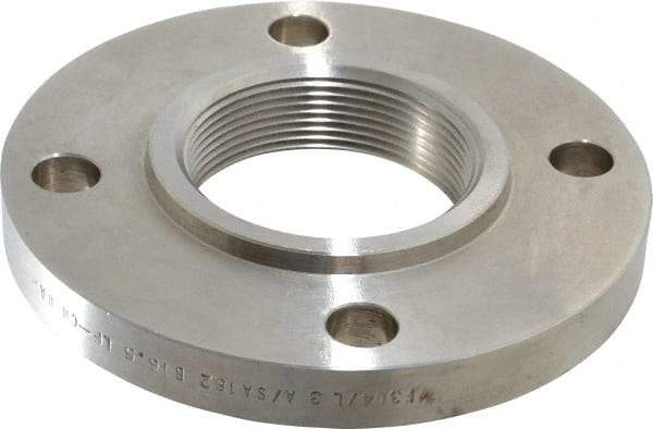 Value Collection - 3" Pipe, 7-1/2" OD, Stainless Steel, Threaded Pipe Flange - 6" Across Bolt Hole Centers, 3/4" Bolt Hole, 150 psi, Grades 304 & 304L - Americas Industrial Supply