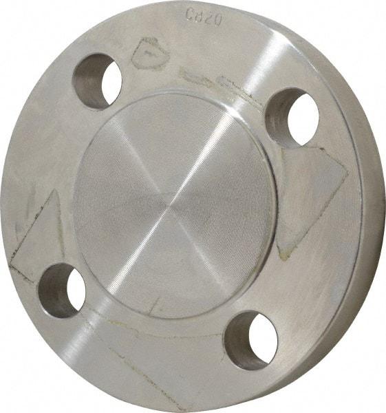 Merit Brass - 1-1/4" Pipe, 4-5/8" OD, Stainless Steel, Blind Pipe Flange - 3-1/2" Across Bolt Hole Centers, 5/8" Bolt Hole, 150 psi, Grades 304 & 304L - Americas Industrial Supply