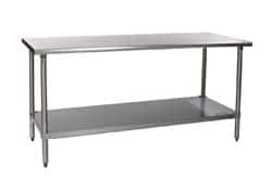 Eagle MHC - 96 Wide x 30" Deep x 34-1/2" High, Stainless Steel Work Table - Rolled Edge, Fixed Legs - Americas Industrial Supply