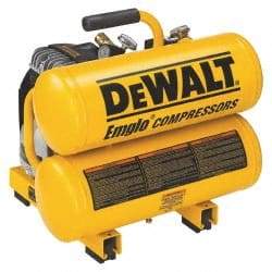 DeWALT - 1.1 HP, 3.2 CFM at 100 psi Dewalt Twin Stack Compressor - 4 Gallon Tank, 15 Amp, 125 Max psi, 120V - Americas Industrial Supply