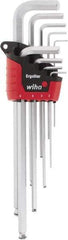 Wiha - 9 Piece L-Key Ball End Hex Key Set - Hex Range 1.5 to 10mm - Americas Industrial Supply